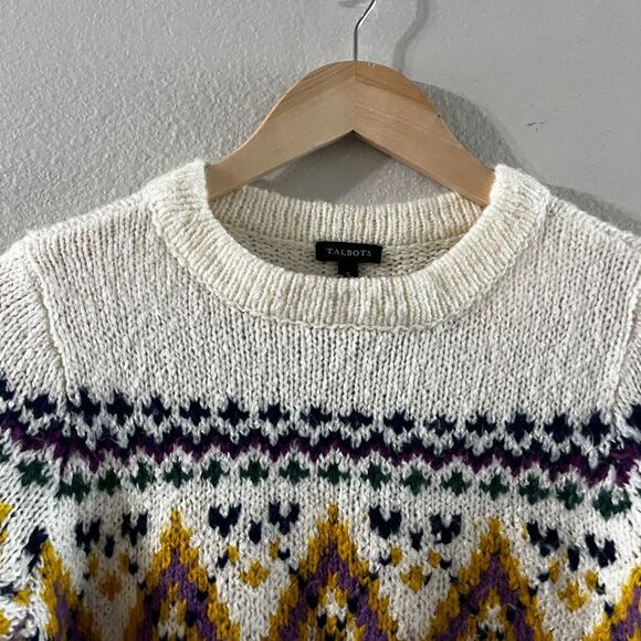 Women’s Talbots SZ Small Argle Wool Blend Sweater Nordic Design - Picture 3 of 15